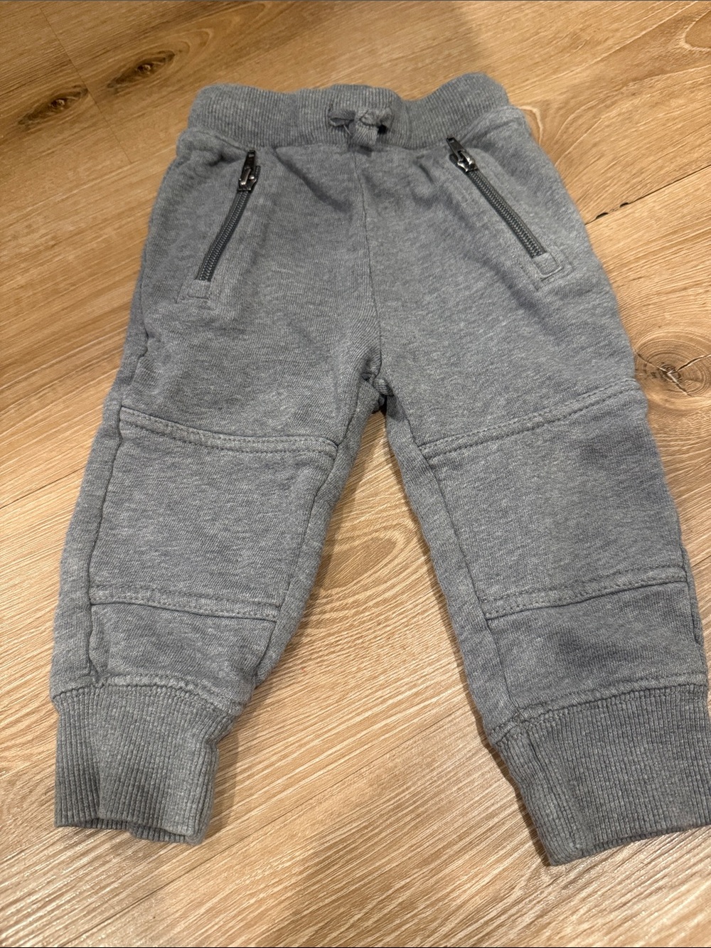 Hanna Andersson Gray Kids Zip Pocket Joggers with Knee Panels